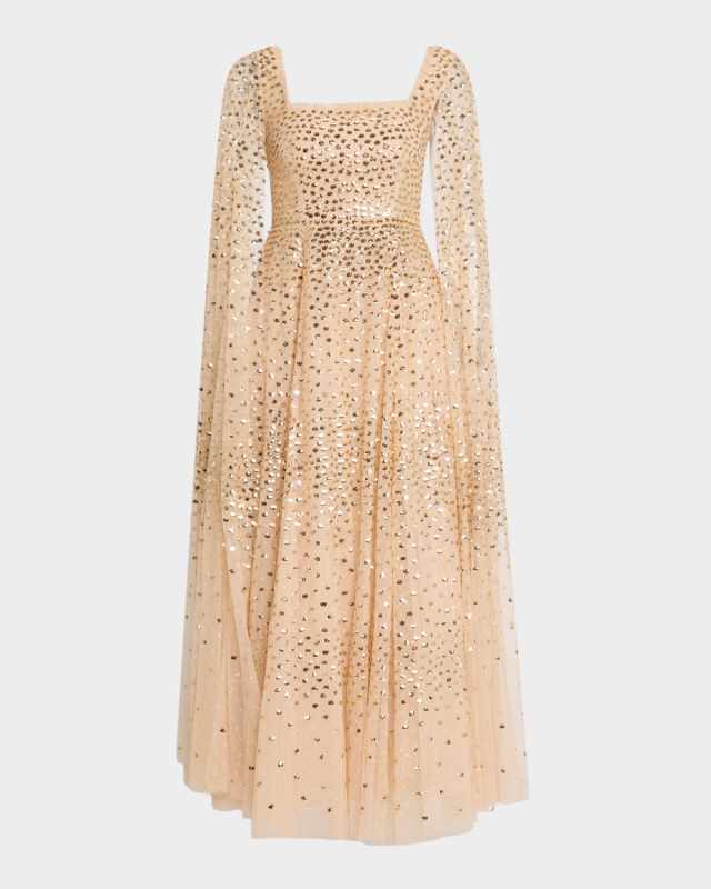 Scatter Dot Sequin Tulle Ankle Gown